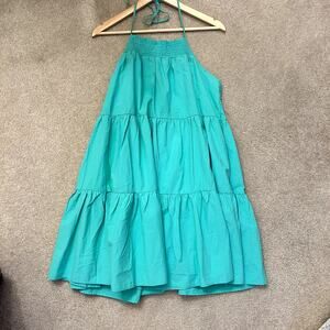 American Eagle Outfitters High neck Kelly Green Babydoll Tiered Dress size XL